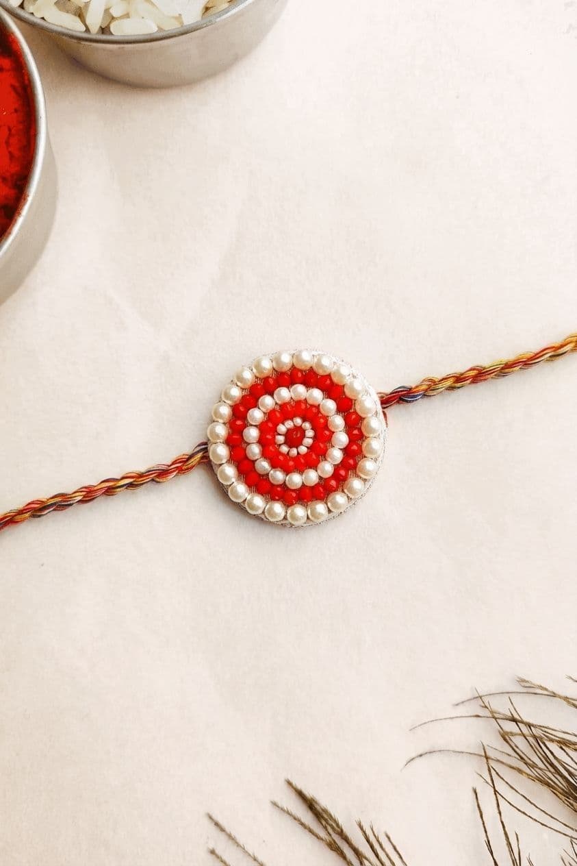 Handcrafted Red-White Ribbon Rakhi for Brother 2026 - Limited Edition